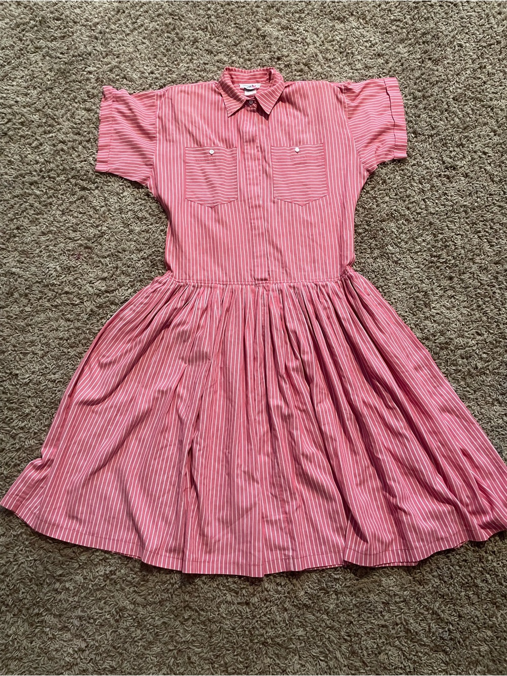 E’toile Women’s Pink Striped Drop waisted dress